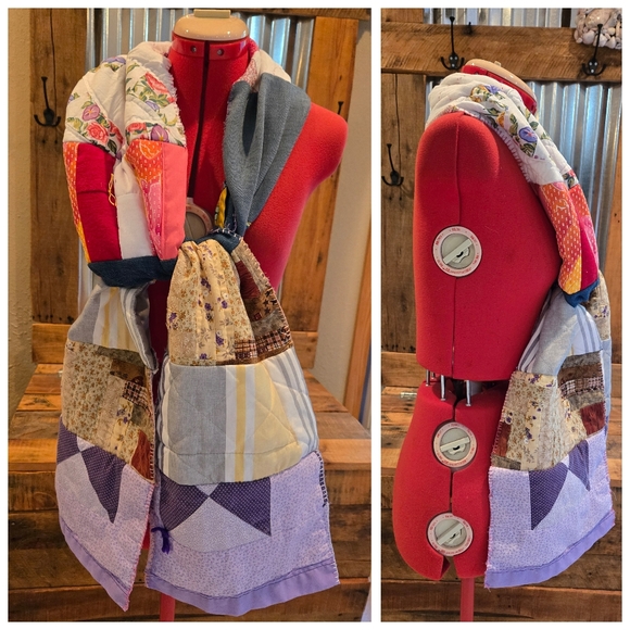 Don'T Throw It Out Accessories - Upcycled Quilt Patch Winter Scarf Handmade Dont Throw It Out